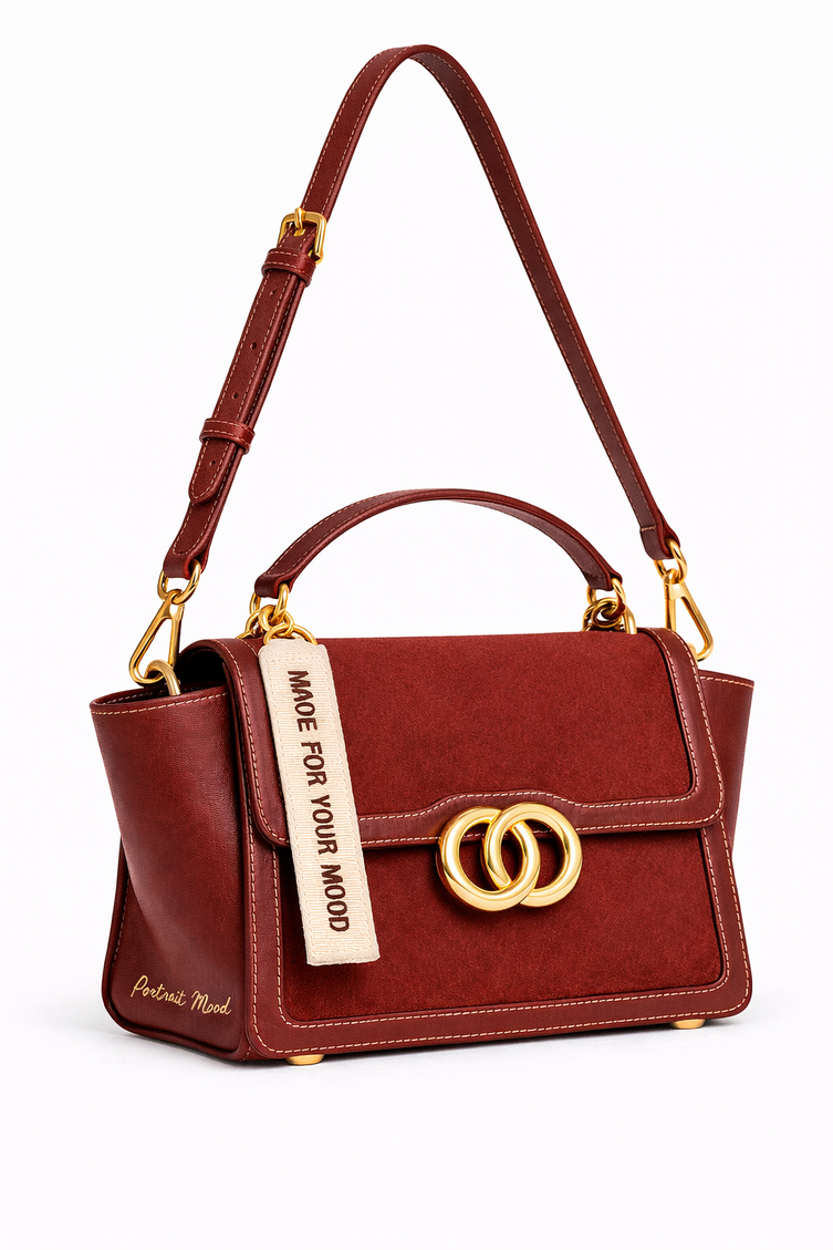 P|M SCANDAL Shoulder Bag - Vintage Mahogany Suede