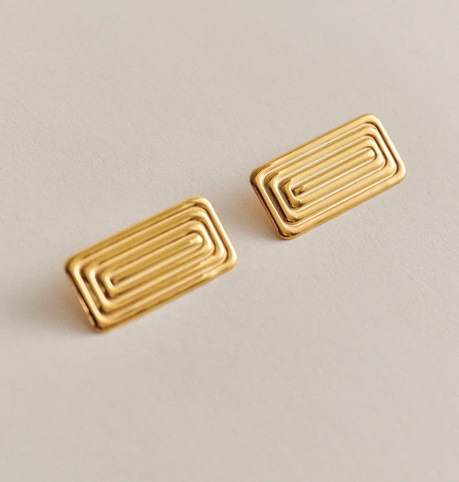 LINEAR AURA LUXE EARRINGS In Solid Non-Tarnish Stainless Steel With 18K Gold-Plate