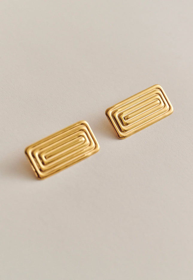 LINEAR AURA LUXE EARRINGS In Solid Non-Tarnish Stainless Steel With 18K Gold-Plate