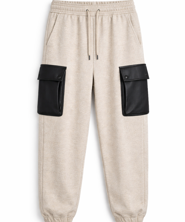 The P|M Atelier Leather-Pocket Jogger - Oatmeal Edition