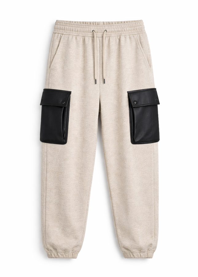 The P|M Atelier Leather-Pocket Jogger - Oatmeal Edition