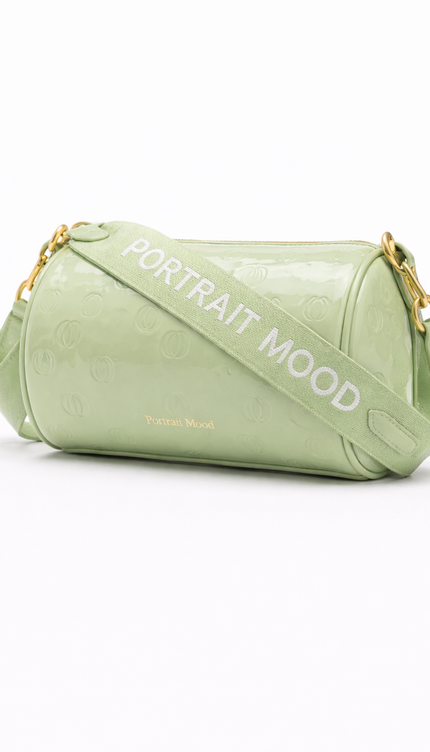 The P|M Aura Cylinder Bag - Pistachio Patent Today's Mood Edition
