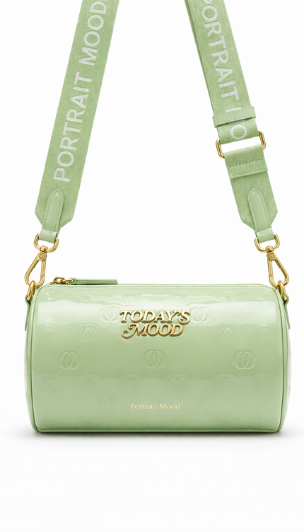 The P|M Aura Cylinder Bag - Pistachio Patent Today's Mood Edition