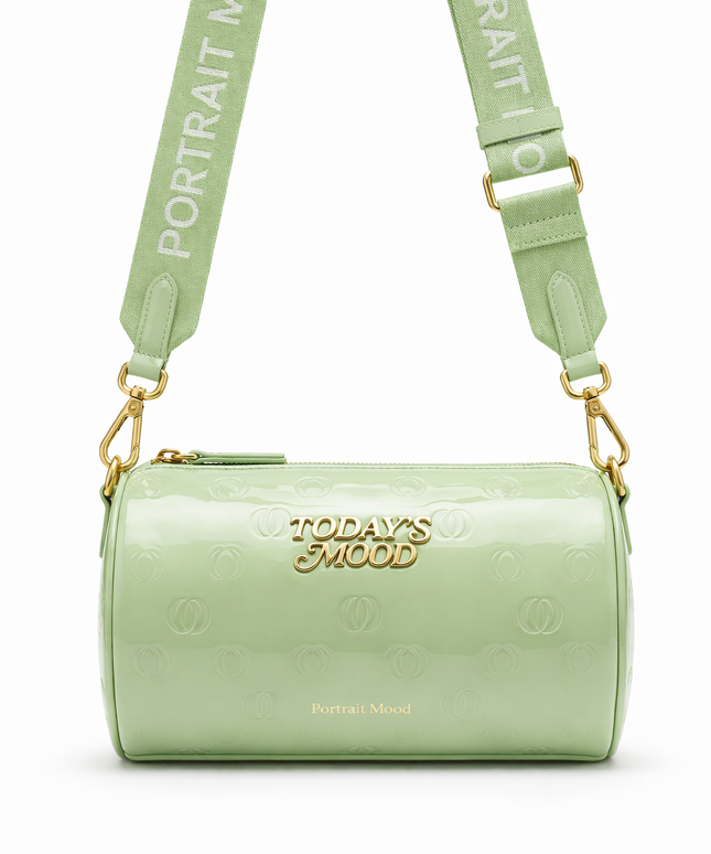 The P|M Aura Cylinder Bag - Pistachio Patent Today's Mood Edition