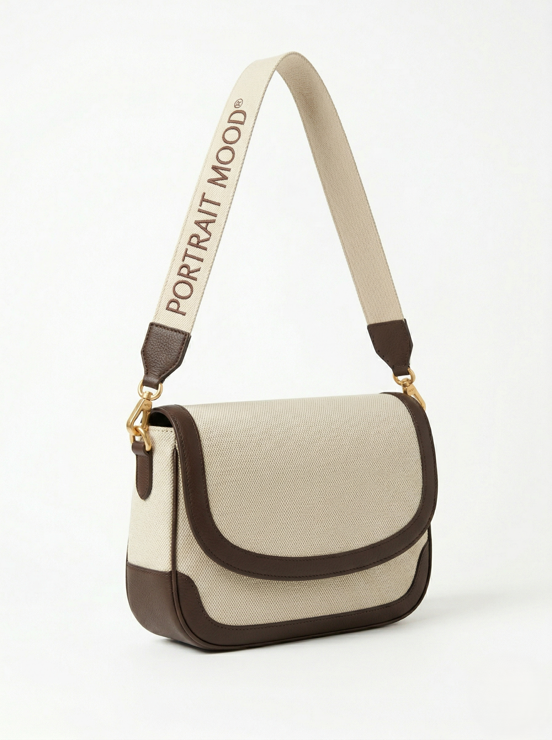THE ÉGÉRIE No. 2 CANVAS CROSSBODY — SABLE / ESPRESSO