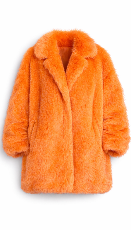 The P|M - PORTRAIT Oversized Fur Coat - Safety Orange Edition