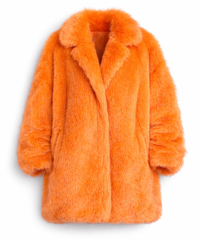 The P|M - PORTRAIT Oversized Fur Coat - Safety Orange Edition