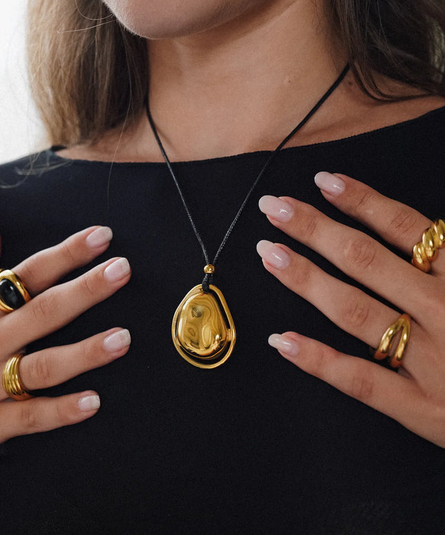 LUNAR ESSENCE PENDANT - NECKLACE In Solid Non-Tarnish Stainless Steel With 18K Gold-Plate