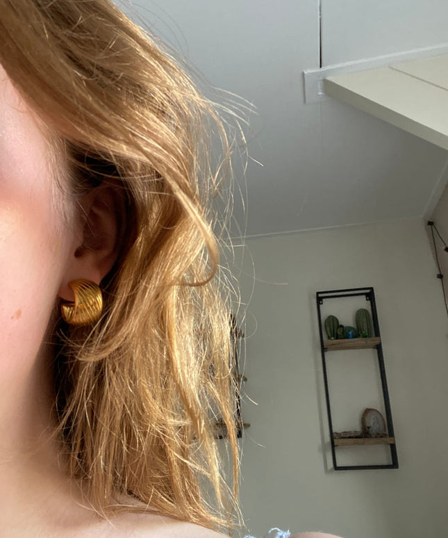 LUNAR EMBRACE EARRINGS In Solid Non-Tarnish Stainless Steel With 18K Gold-Plate