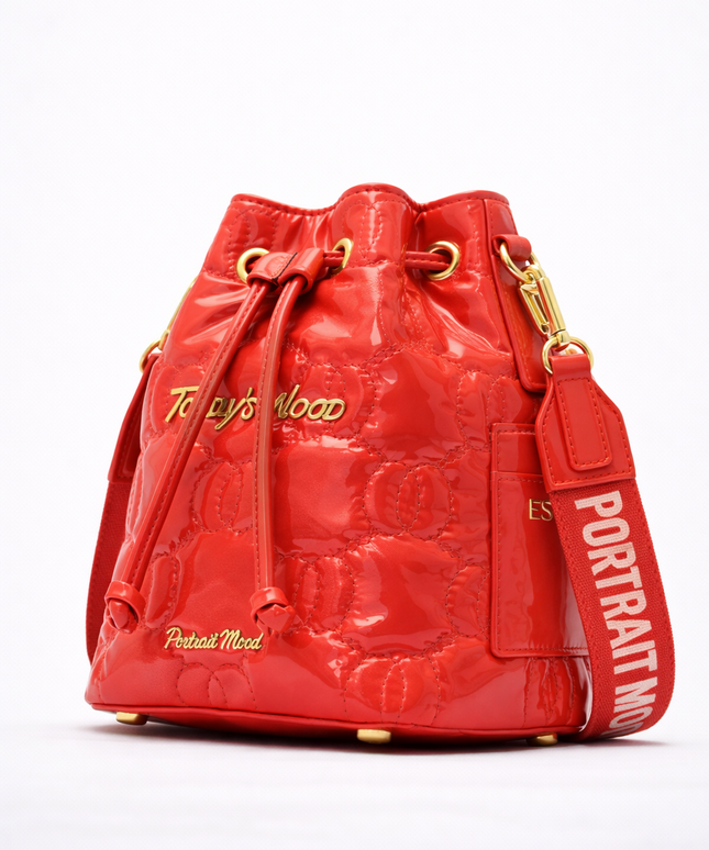 The P|M Aura Quilted Bucket - Cherry Patent Today's Mood Edition