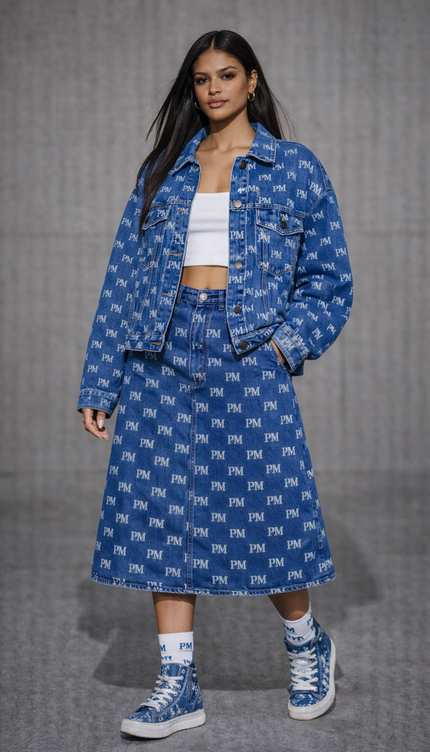 The PM Signature Monogram Denim Midi