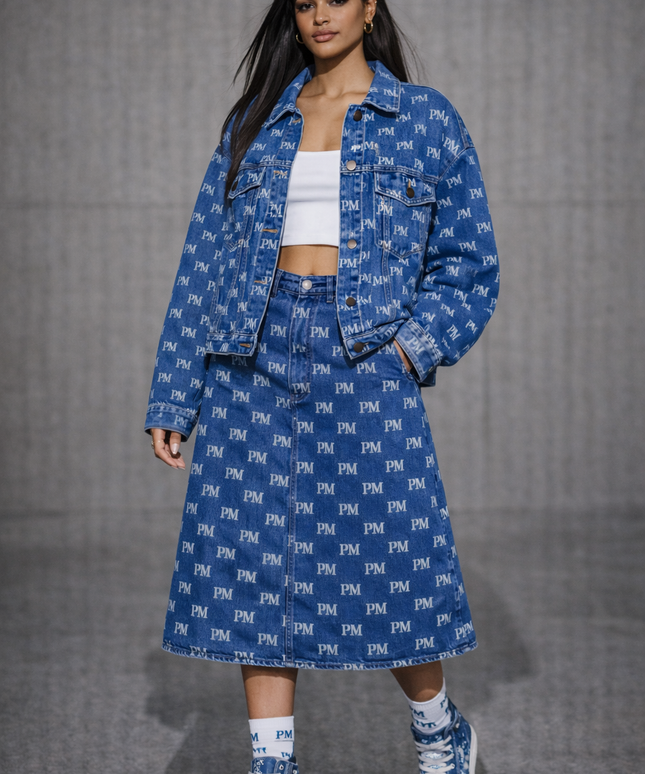The PM Signature Monogram Denim Midi