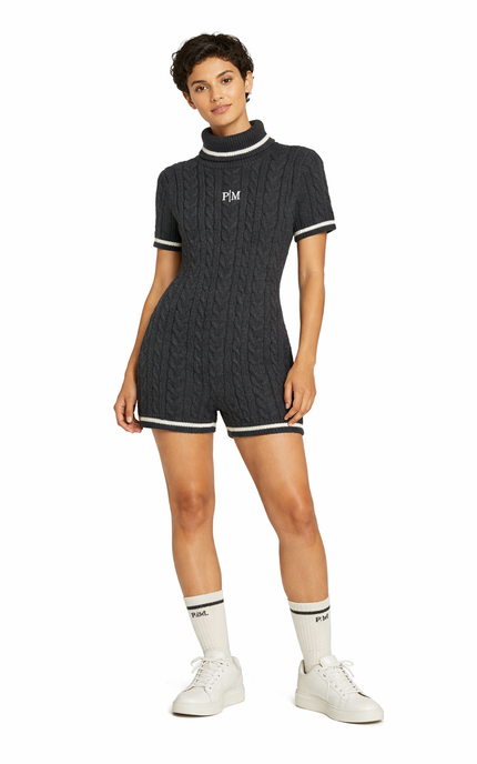 The PM Charcoal Heritage Cable Playsuit