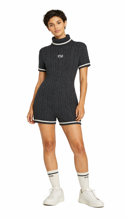 The PM Charcoal Heritage Cable Playsuit