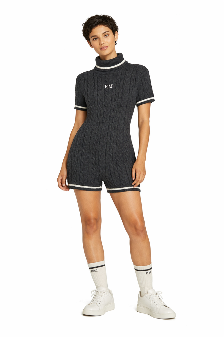 The PM Charcoal Heritage Cable Playsuit