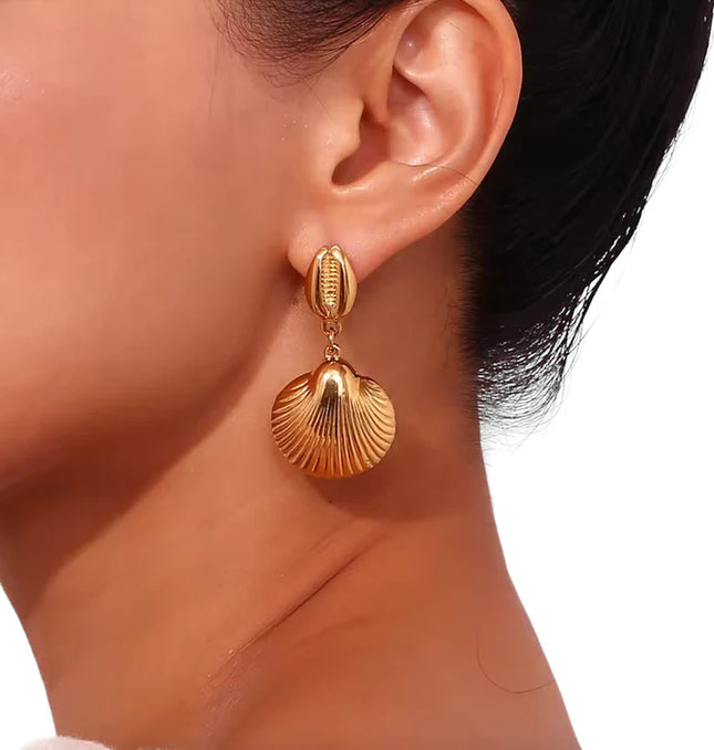 Golden Shore Drops – Echoes of the Sea, Cast in Gold (Earrings)