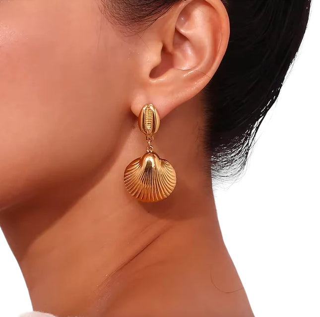 Golden Shore Drops – Echoes of the Sea, Cast in Gold (Earrings)