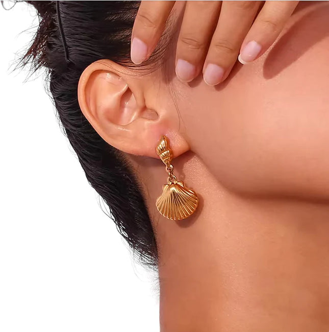 Golden Shore Drops – Echoes of the Sea, Cast in Gold (Earrings)