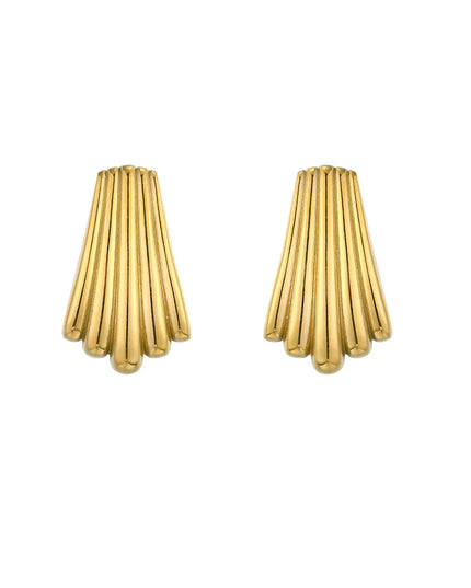 Golden Fan Stud Earrings – Quiet Drama, Loud Elegance