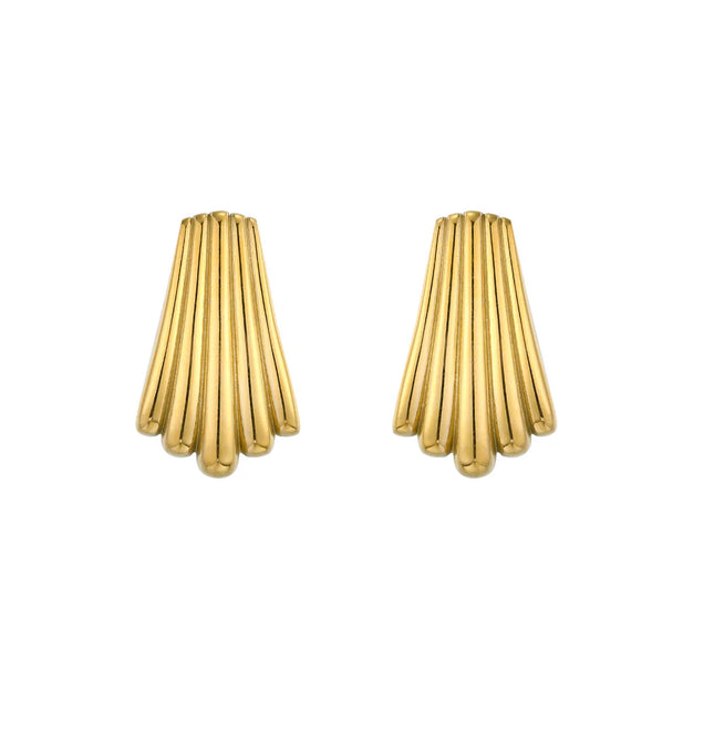 Golden Fan Stud Earrings – Quiet Drama, Loud Elegance