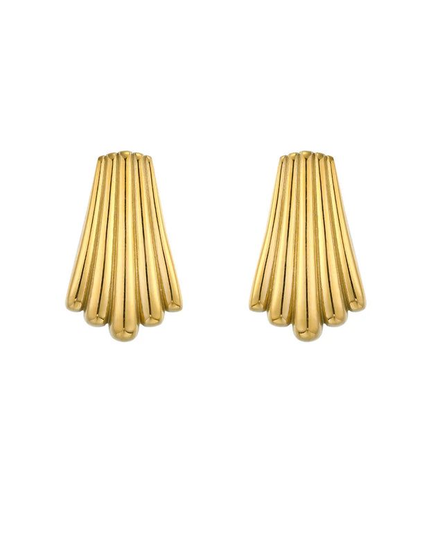 Golden Fan Stud Earrings – Quiet Drama, Loud Elegance
