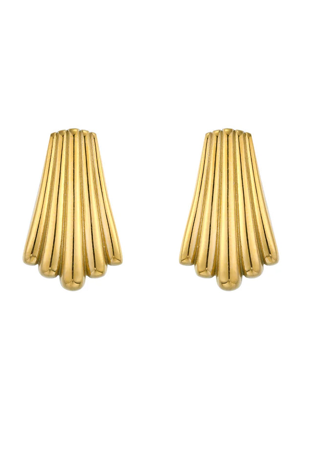 Golden Fan Stud Earrings – Quiet Drama, Loud Elegance
