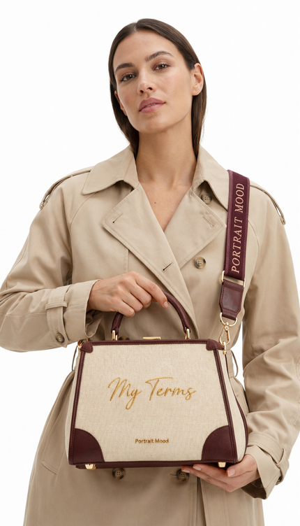 The P|M Aura Frame Top Handle - Cream & Mahogany My Terms Edition