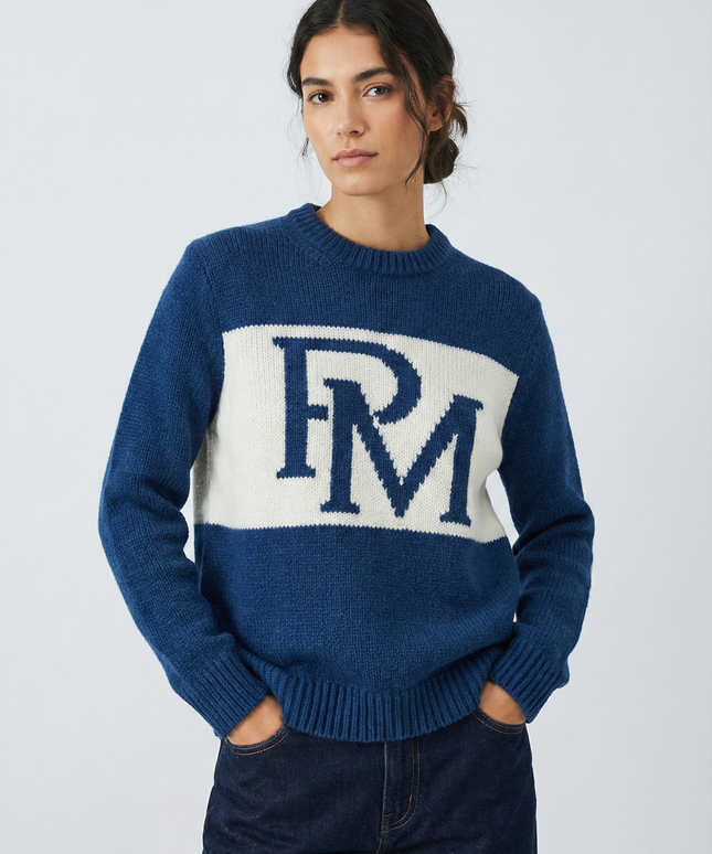 The P|M Club Intarsia Crewneck - Azure Edition