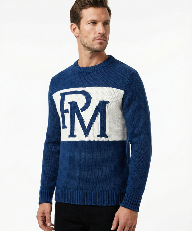 The P|M Club Intarsia Crewneck - Azure Edition