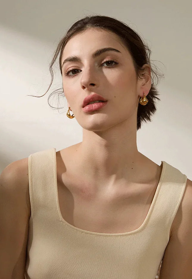 Luxe Hoop Earrings In Solid Non-Tarnish Stainless Steel With 18K Gold-Plate