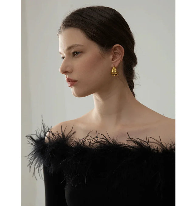 Golden Echo Hoops – The Bold Double Drop In Solid Non-Tarnish Stainless Steel With 18K Gold-Plate