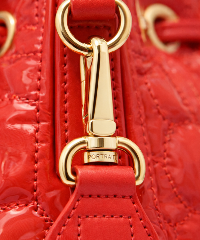 The P|M Aura Quilted Bucket - Cherry Patent Today's Mood Edition