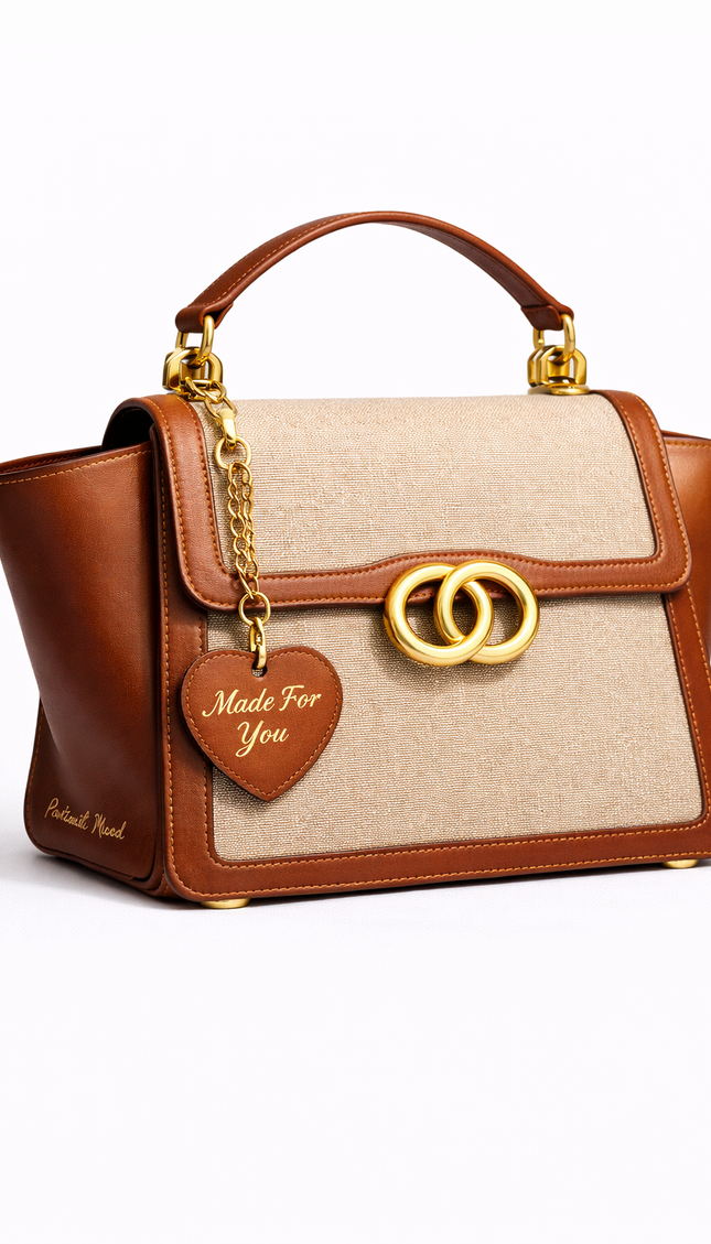 P|M RADIANCE Top Handle - Oatmeal & Cognac Mixed-Media