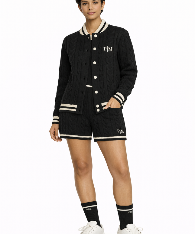 The PM Noir Heritage Cable Varsity Cardigan