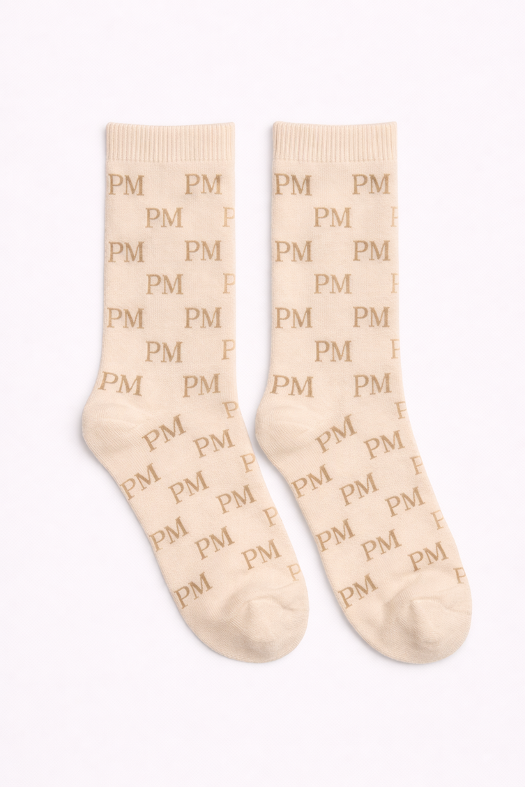 The PM Sandstone Monogram Sock