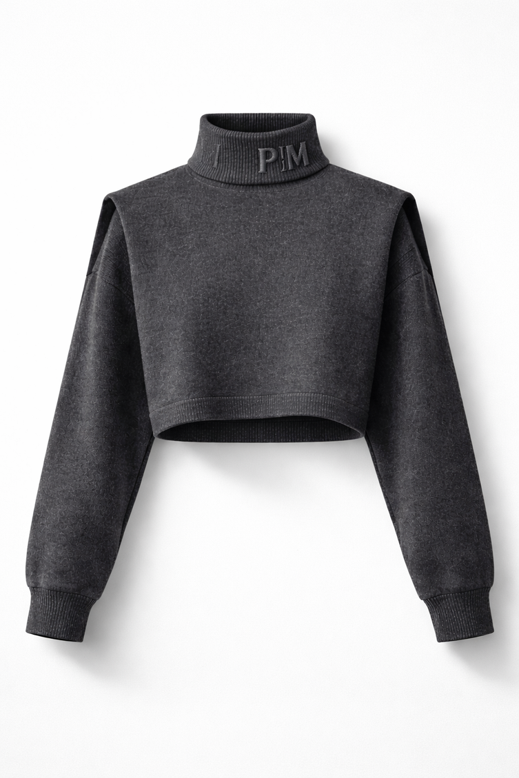 The PM Sculpted Crop Mock Neck