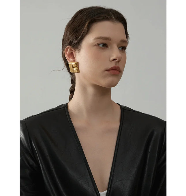 The Sculpted Block Earrings – Modern Texture Meets Artful Form