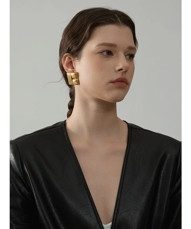 The Sculpted Block Earrings – Modern Texture Meets Artful Form