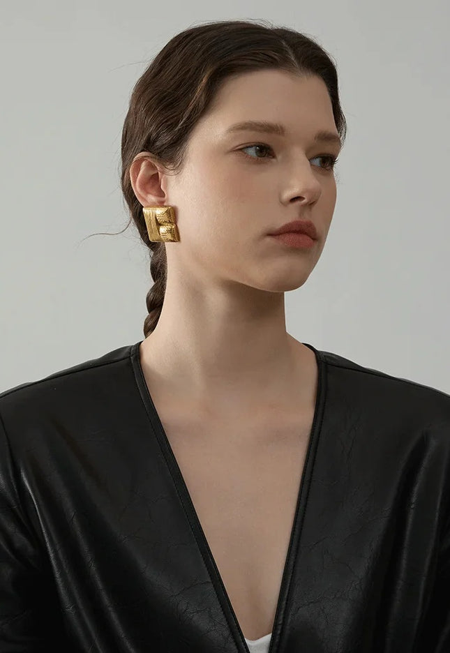 The Sculpted Block Earrings – Modern Texture Meets Artful Form