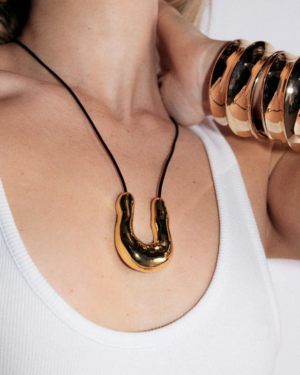 CELESTIAL EMBRACE PENDANT - NECKLACE In Solid Non-Tarnish Stainless Steel With 18K Gold-Plate