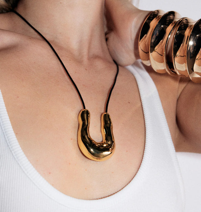 CELESTIAL EMBRACE PENDANT - NECKLACE In Solid Non-Tarnish Stainless Steel With 18K Gold-Plate