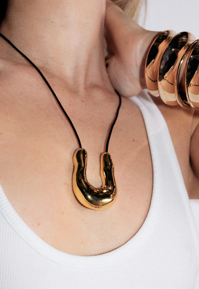 CELESTIAL EMBRACE PENDANT - NECKLACE In Solid Non-Tarnish Stainless Steel With 18K Gold-Plate