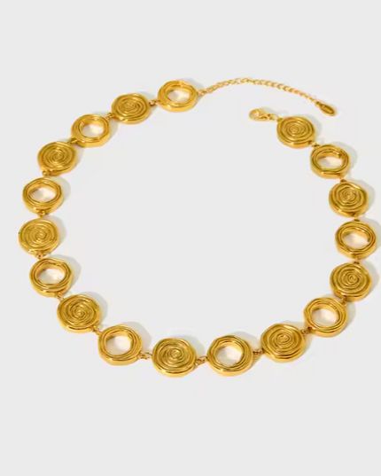 Luxe Canvas - Versace-style Inspired Coin Medallion Necklace In Solid Stainless Steel With 18K Gold-Plate