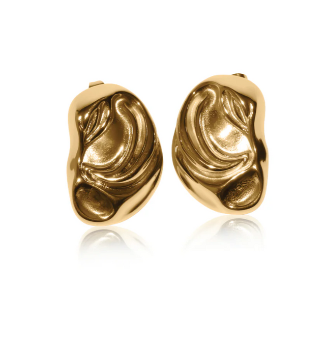LIQUID AURA EARRINGS In Solid Non-Tarnish Stainless Steel With 18K Gold-Plate