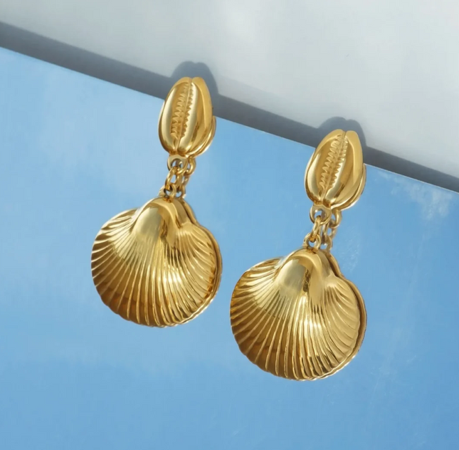 Golden Shore Drops – Echoes of the Sea, Cast in Gold (Earrings)