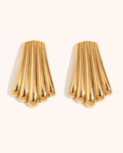 Golden Fan Stud Earrings – Quiet Drama, Loud Elegance