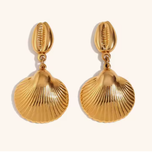 Golden Shore Drops – Echoes of the Sea, Cast in Gold (Earrings)