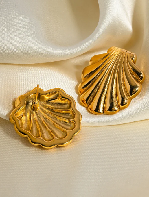 Golden Shell Stud Earrings – For The Goddess in You