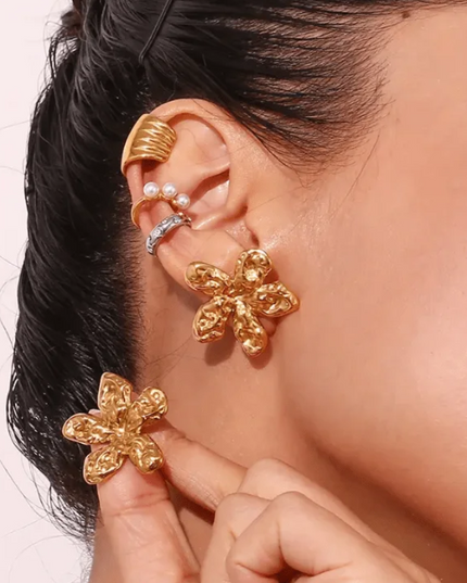 GOLDEN BLOSSOM LUXE EARRINGS Made In Solid Non-Tarnish Stainless Steel With 18K Gold-Plate