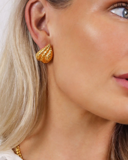 THE UNVEIL FLEUR EARRINGS in Solid Stainless Steel with 18K Gold Plate